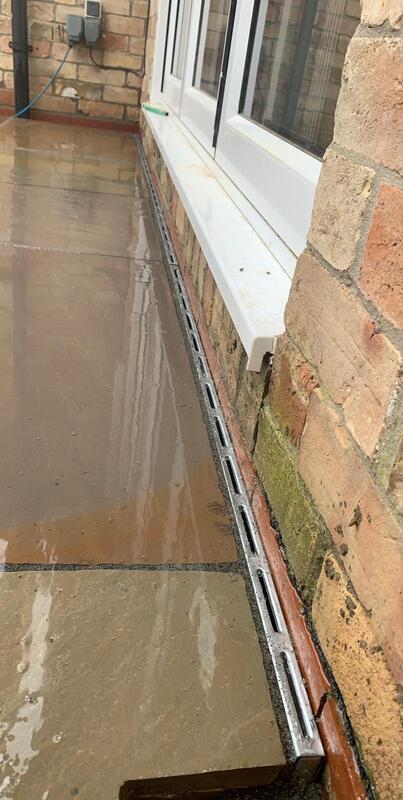 Green Room Gardens - ACO drain channel installation detail